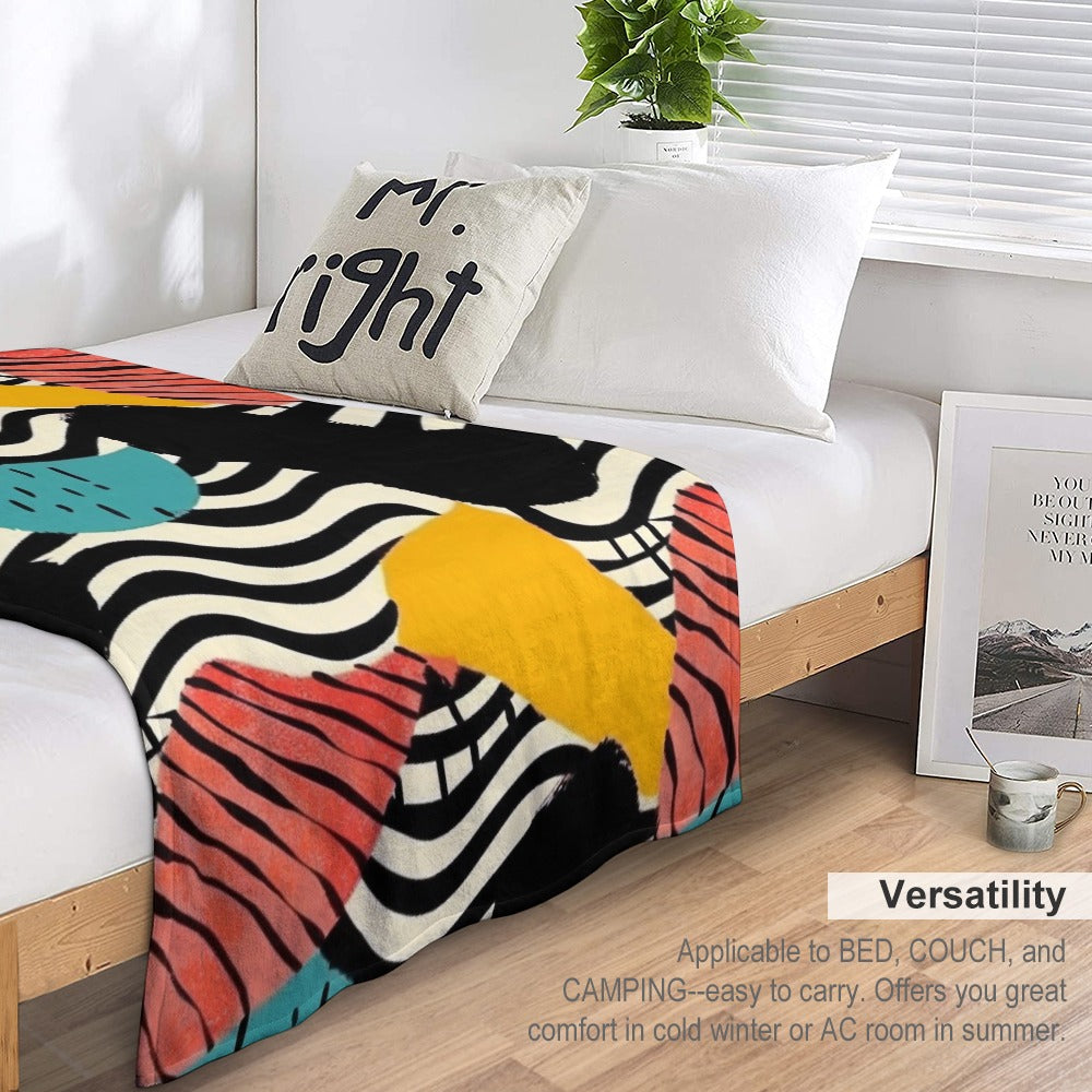 Waves of colour and motion Ultra-Soft Flannel Blanket Multiple Sizes