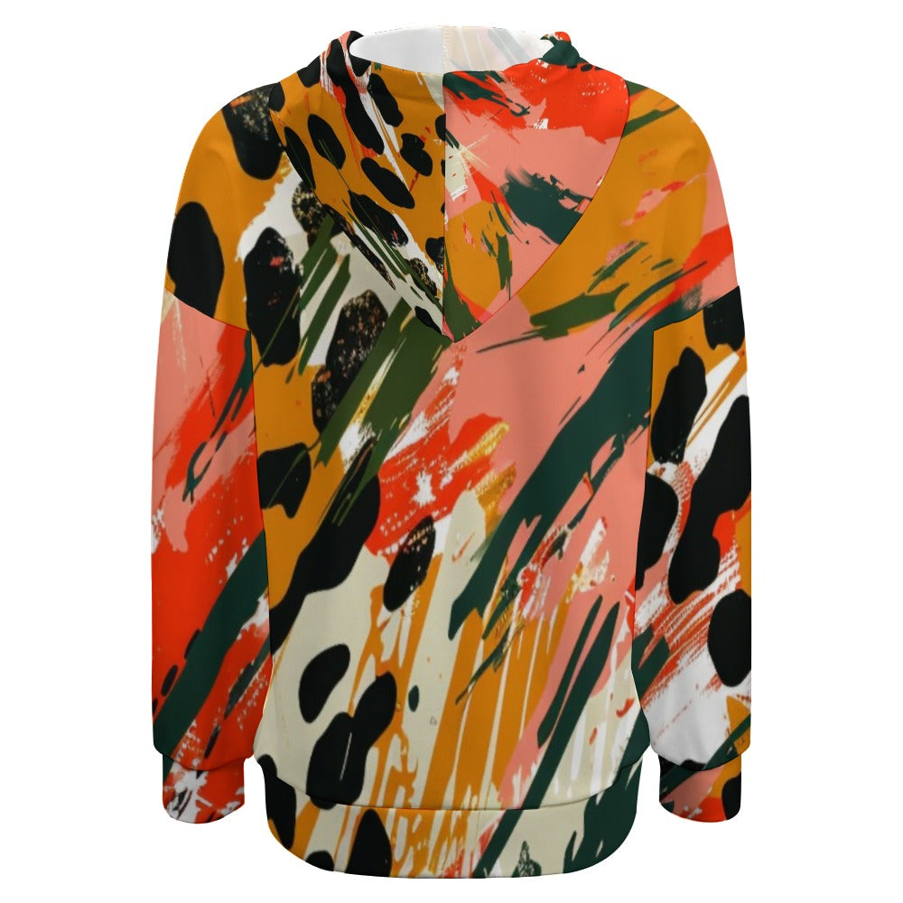 Wild Fusion – Abstract Animal Print Energy Dropped Sleeve Hoodie