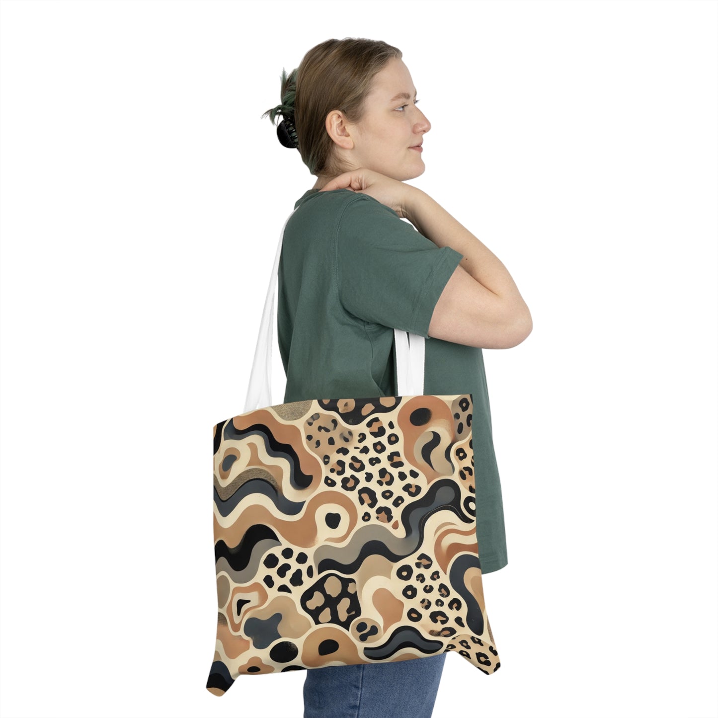 Stylish Abstract Shoulder Tote Bag, Chic Reusable Shopping Bag, Fashionable Beach Tote, Unique Gift for Her, Trendy Canvas Bag