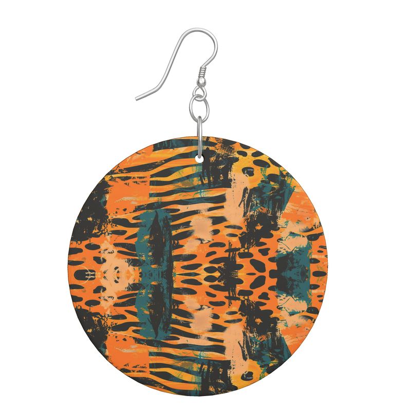 Savanna Graffiti Wooden Earrings Organic Shapes