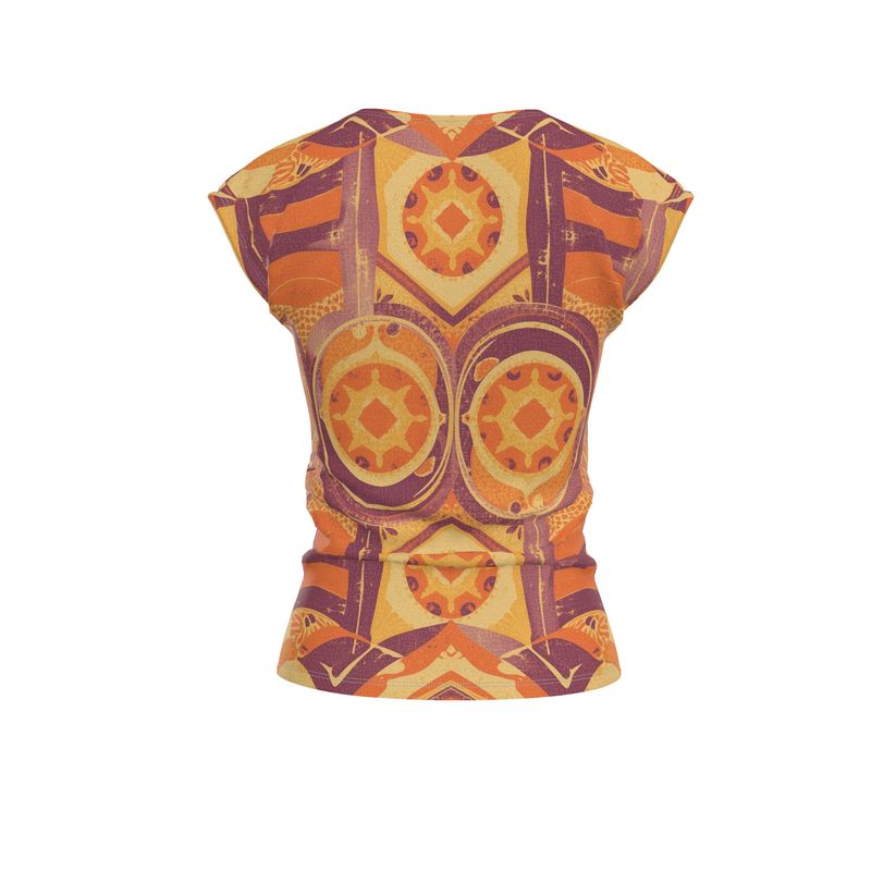 Retro Sunburst Kaleidoscope Pattern Ladies Loose Fit T-Shirt
