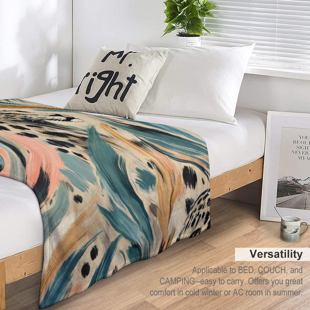 Wild Bloom Abstract Leopard Ultra-Soft Flannel Blanket Multiple Sizes