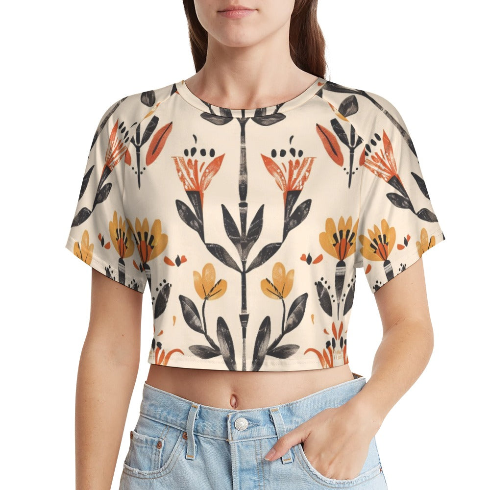 Folk Ember Bloom Short sleeved navel exposed T-shirt