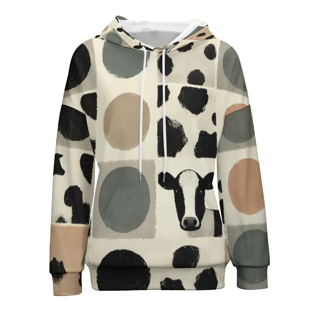 Modern Brushed Cowhide – Minimalist Spot Pattern Dropped Sleeve Hoodie