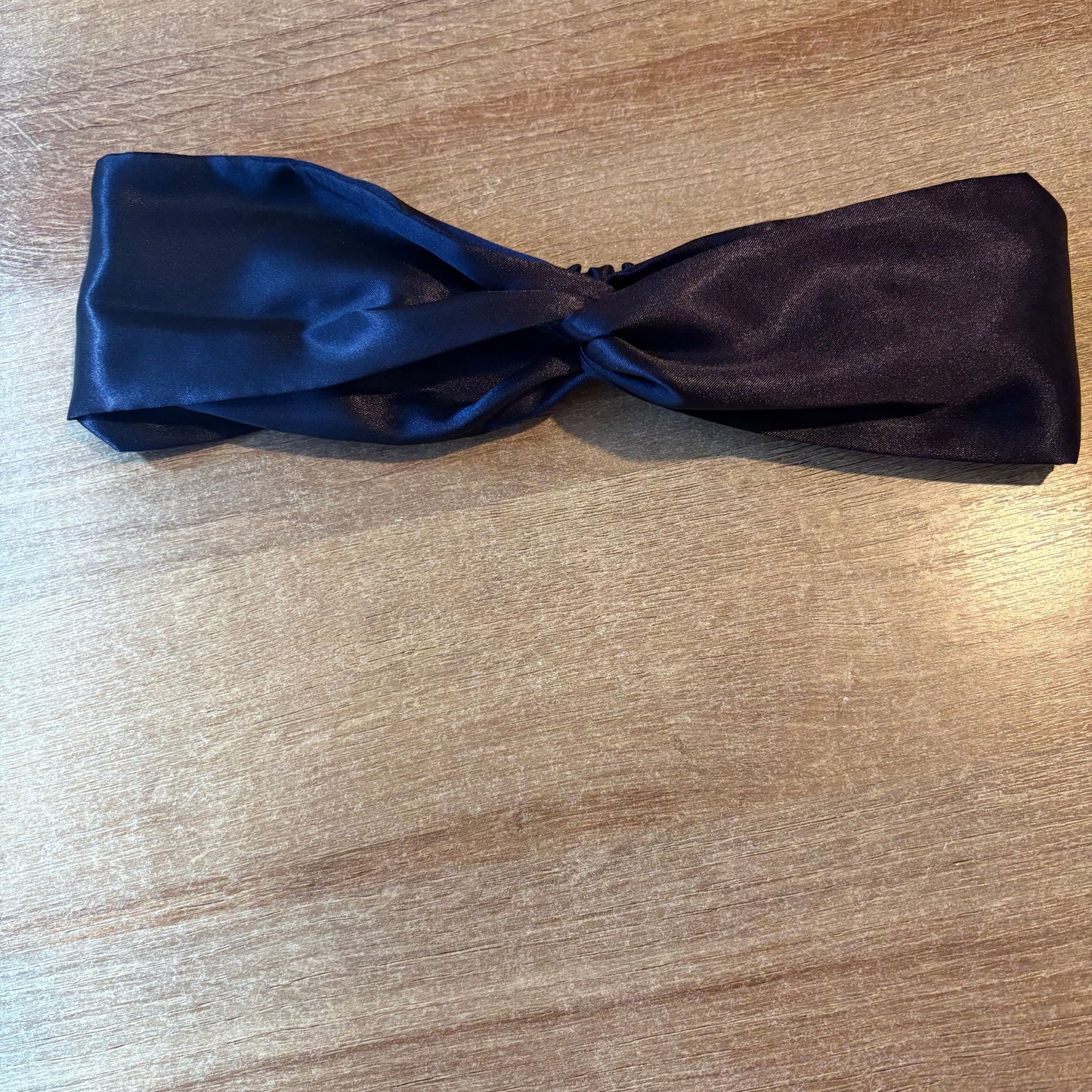 Handmade Criss-Cross Silky Satin Headband – Colour: #807269 (Navy Blue)