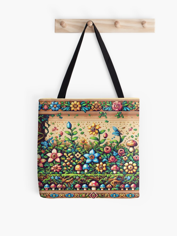 Pixel Bloom Garden Tote Bag
