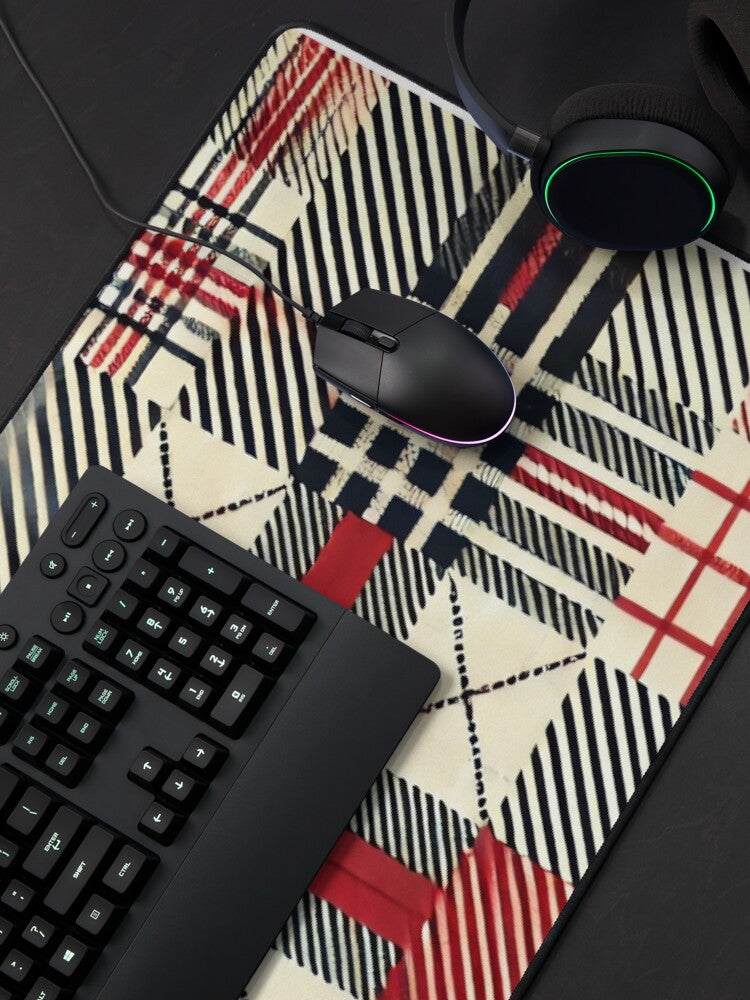 Retro Picnic Grid – Minimalist 1950s Plaid Pattern Mouse Pad
