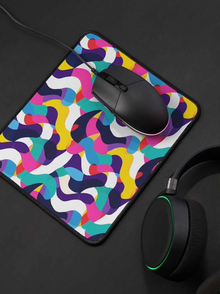 Dopamine Wave — Colorful Abstract Seamless Pattern Mouse Pad