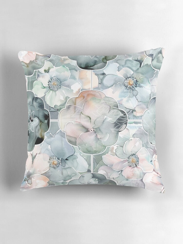 Watercolour Blossom Mosaic Pillow