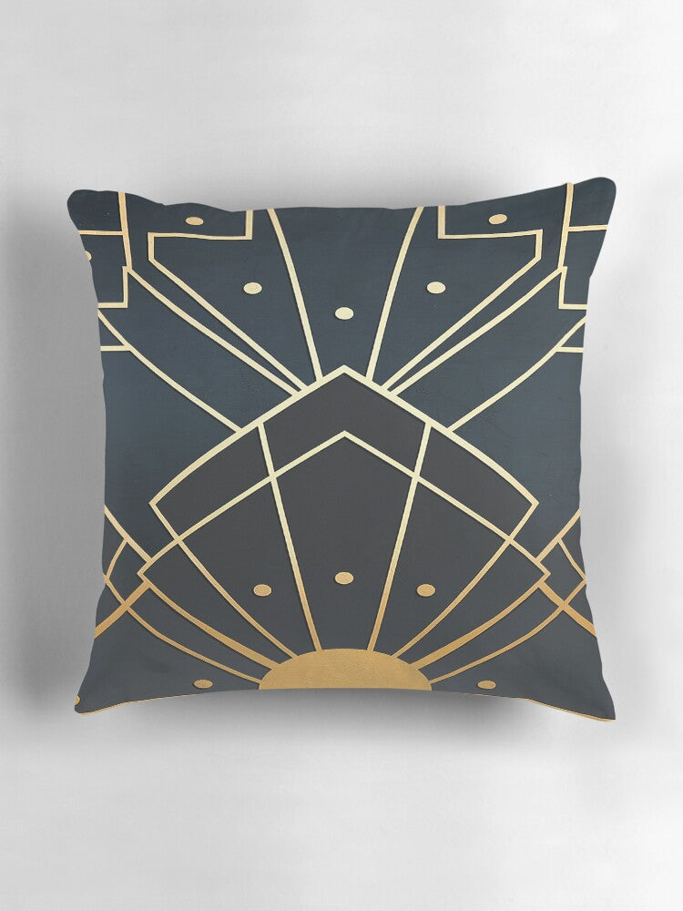 Golden Art Deco Geometric Elegance Pillow