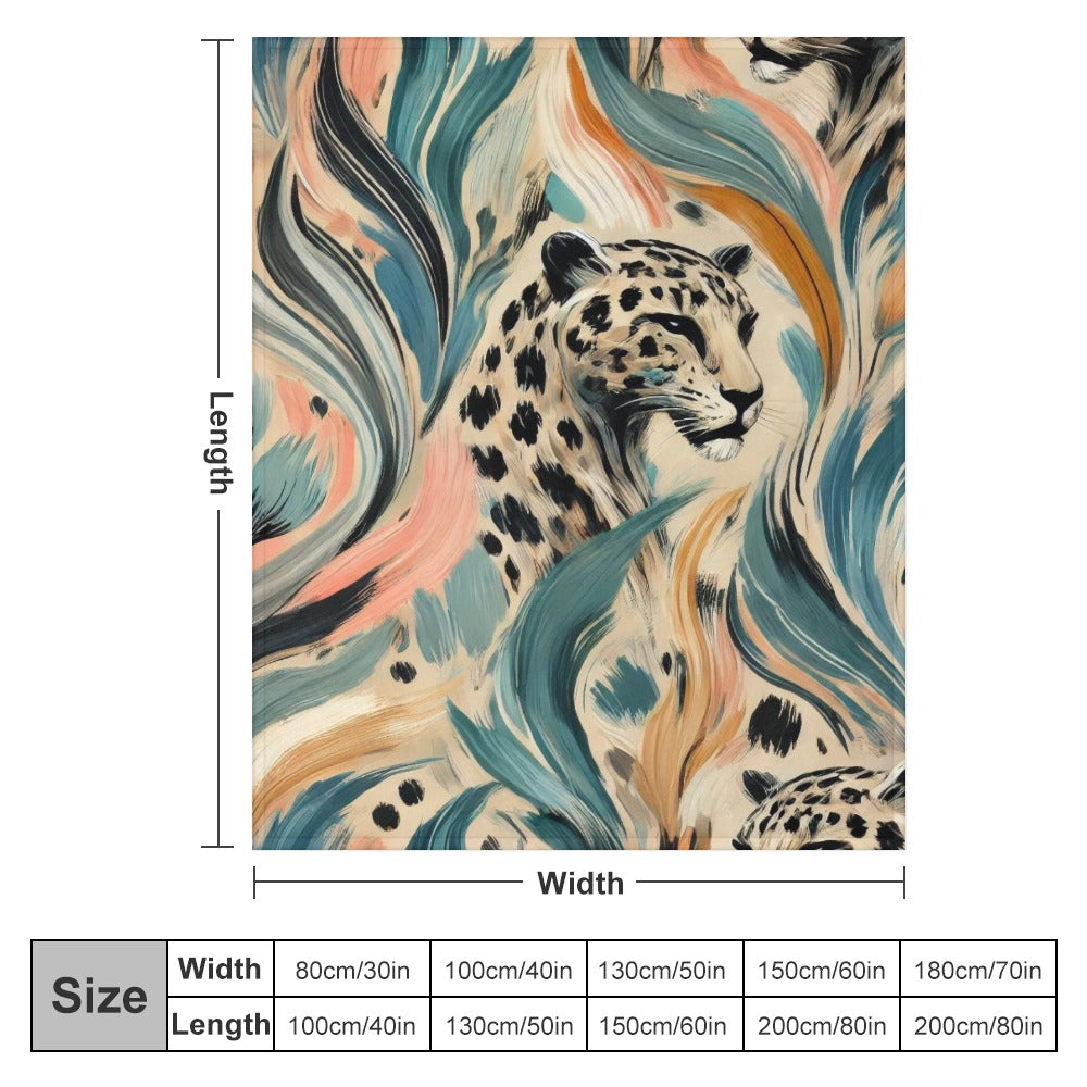 Wild Bloom Abstract Leopard Ultra-Soft Flannel Blanket Multiple Sizes