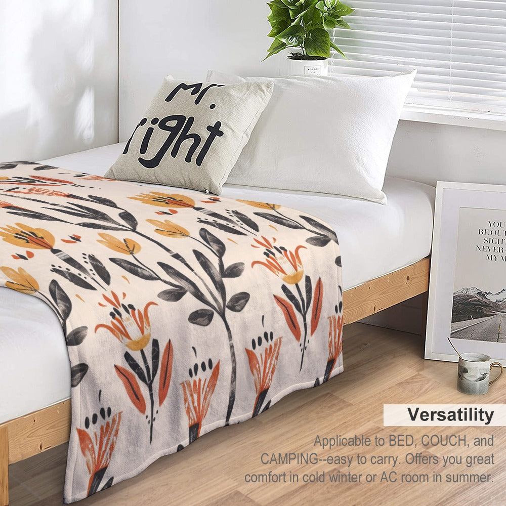 Folk Ember Bloom Ultra-Soft Flannel Blanket Multiple Sizes