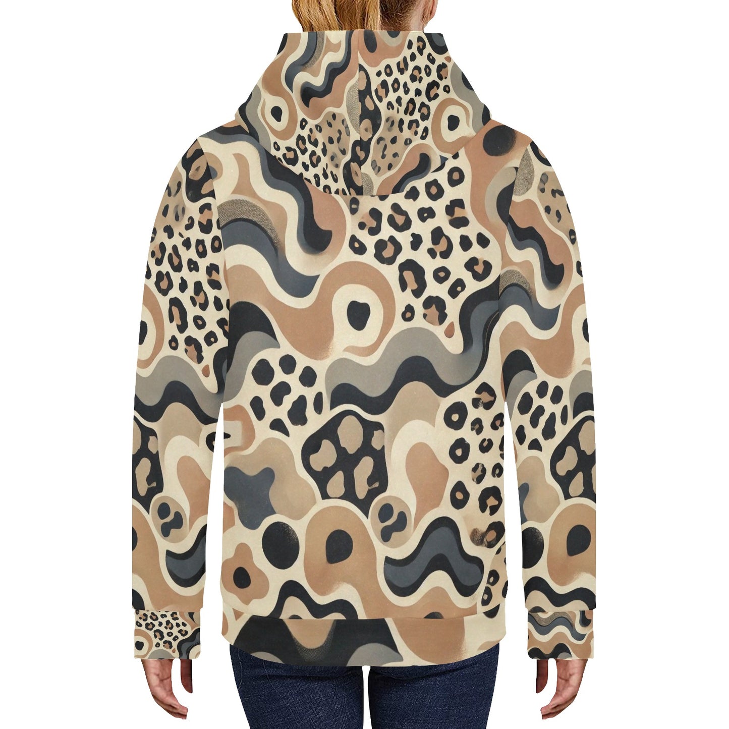 Animal print Women's Long Sleeve Fleece Hoodie new