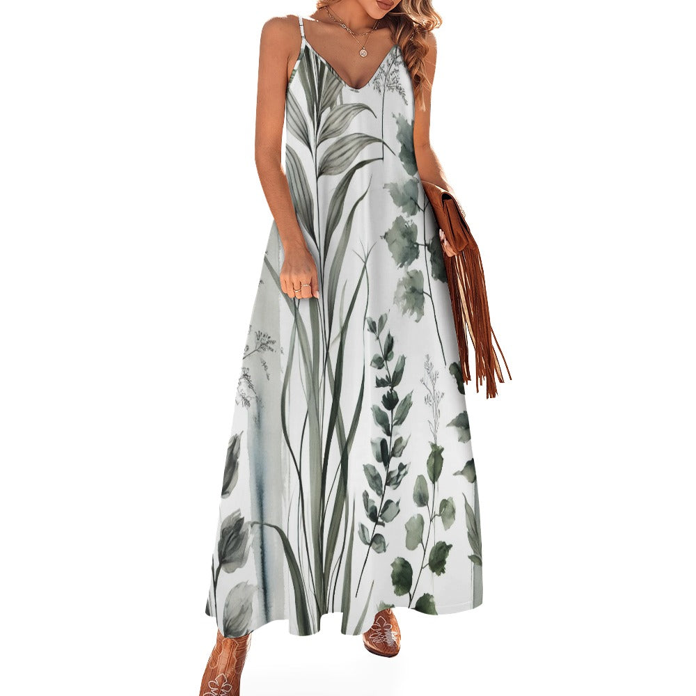 Whispering Greens Sling Ankle Long Dress