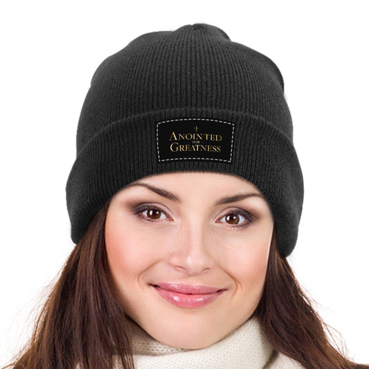Anointed for Greatness Black Knitted Cap print your logo & image