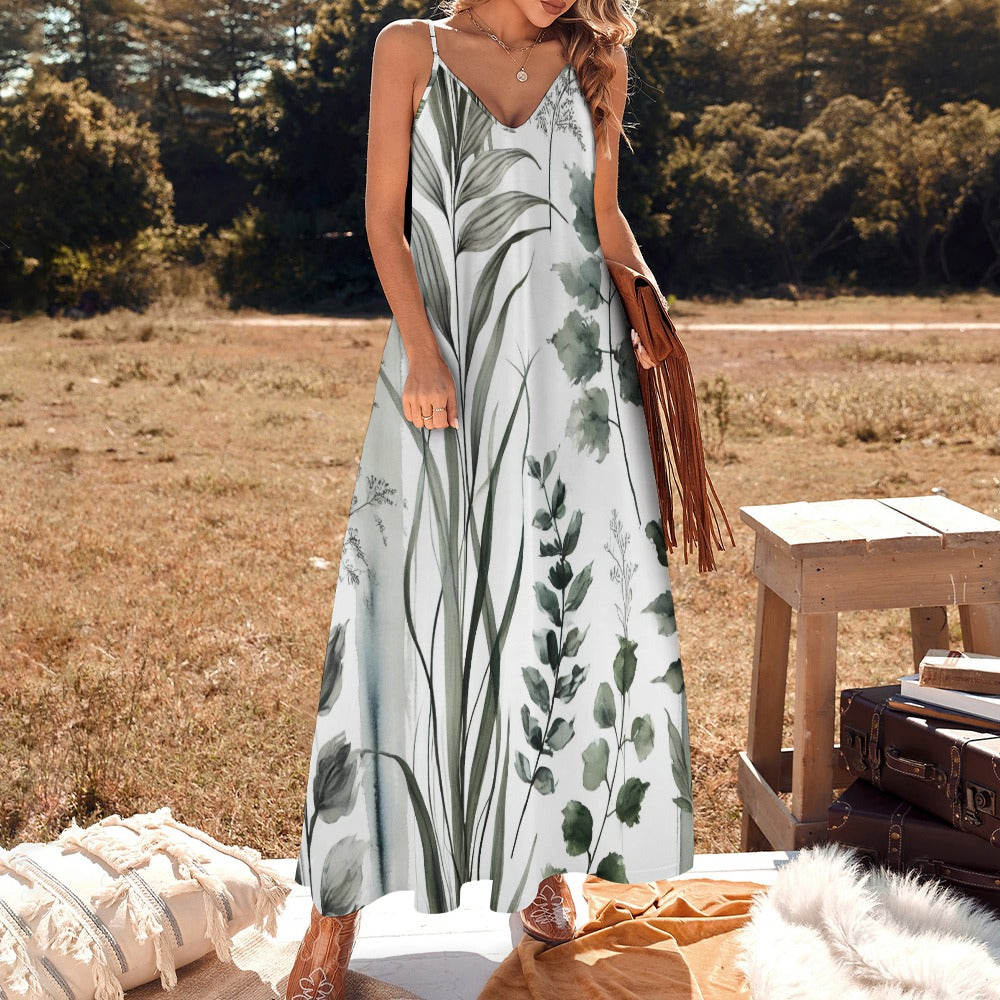 Whispering Greens Sling Ankle Long Dress