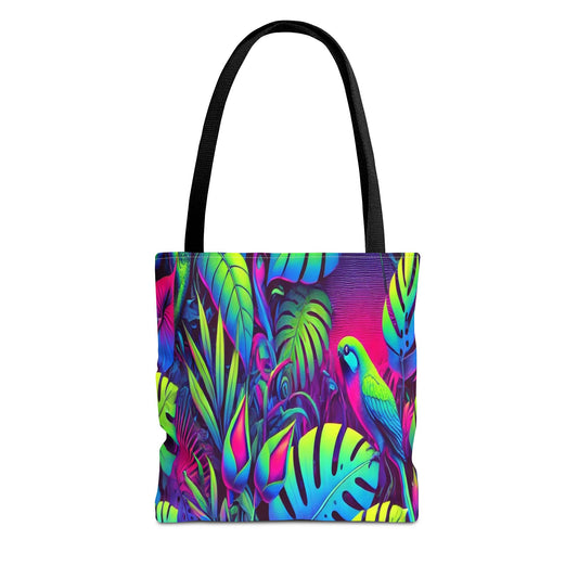 Colorful Tropical Tote Bag, Beach Bag, Eco-Friendly Shopping Carryall, Summer Vibes, Gift for Nature Lovers
