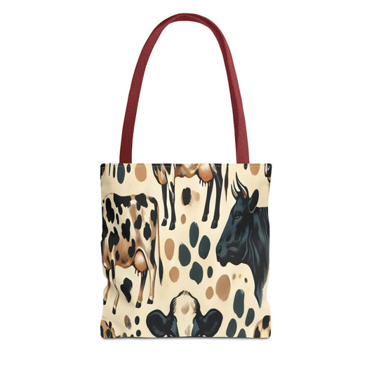 Cow Print Tote Bag, Stylish Reusable Shopping Bag, Farmhouse Decor Gift for Animal Lovers, Eco-Friendly Tote for Market, Beach, Travel
