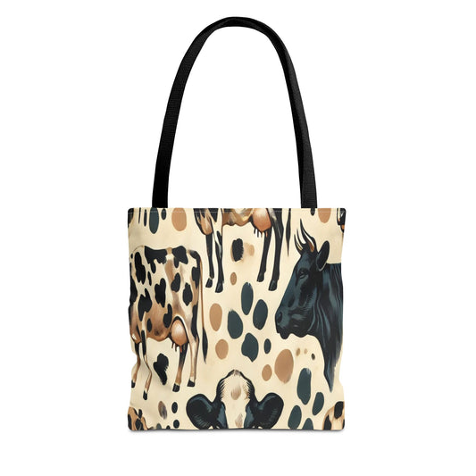 Cow Print Tote Bag, Stylish Reusable Shopping Bag, Farmhouse Decor Gift for Animal Lovers, Eco-Friendly Tote for Market, Beach, Travel