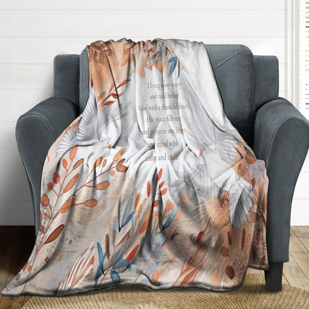 Peace in his presence Super Soft Flannel Blanket Multiple Sizes
