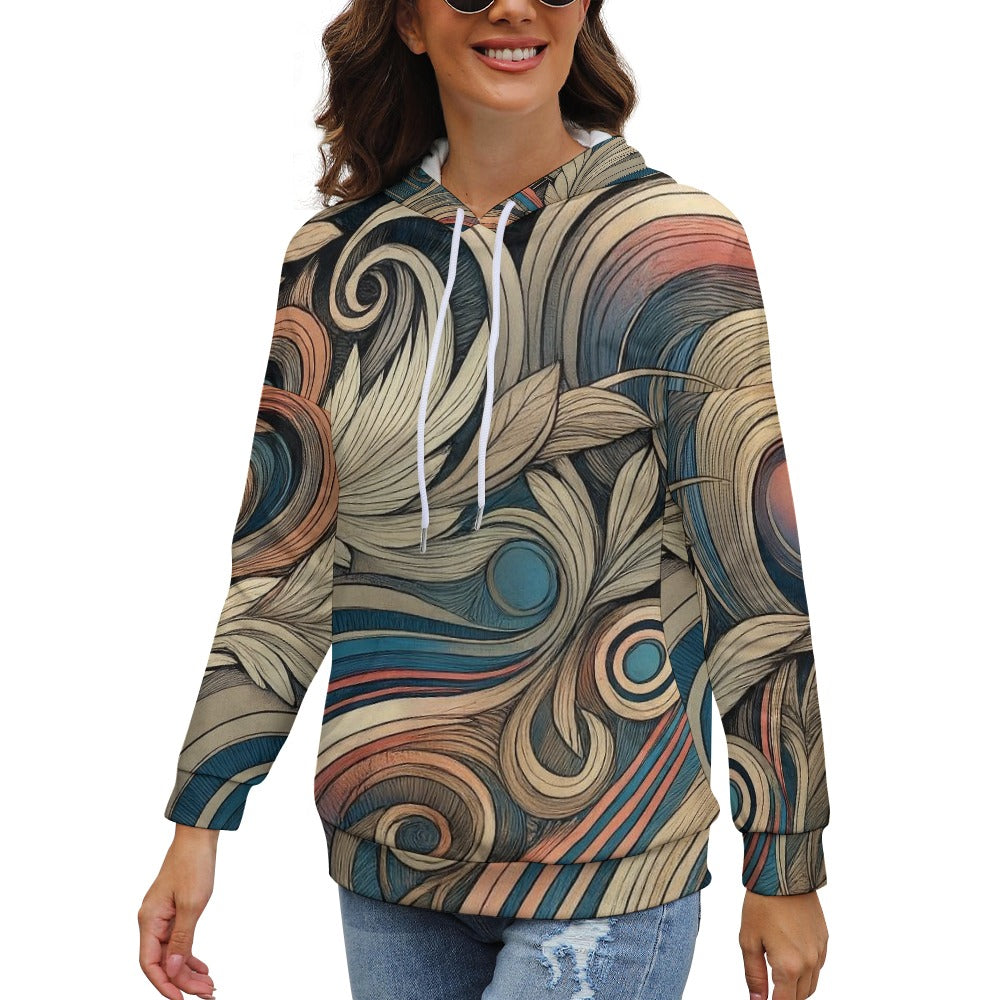 Celestial Baroque Whirl Dropped Sleeve Hoodie