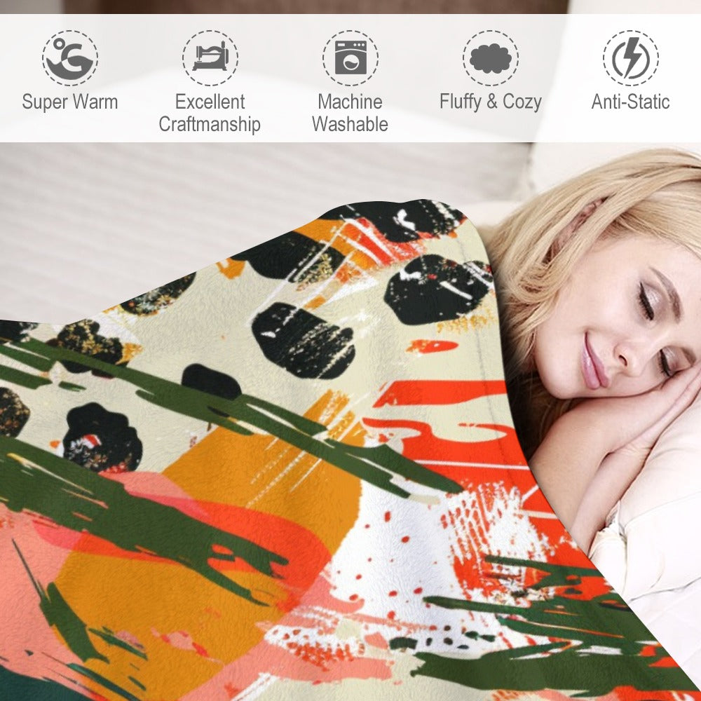 Wild Fusion – Abstract Animal Print Energy Ultra-Soft Flannel Blanket Multiple Sizes