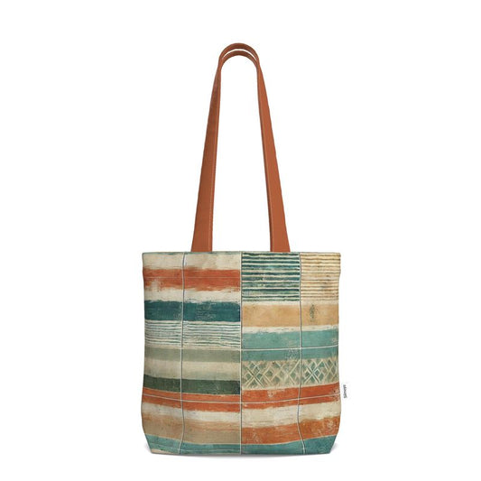 Sunwashed Coastal Stripes Watercolour Market Pattern Everyday tote Bag