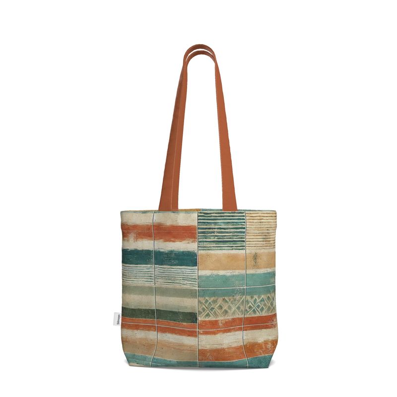 Sunwashed Coastal Stripes Watercolour Market Pattern Everyday tote Bag