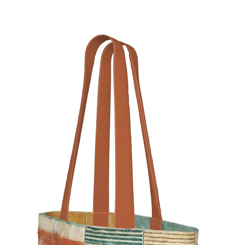 Sunwashed Coastal Stripes Watercolour Market Pattern Everyday tote Bag
