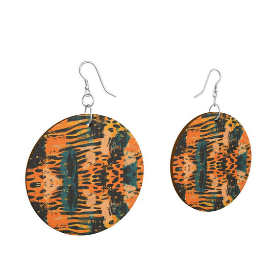 Savanna Graffiti Wooden Earrings Organic Shapes