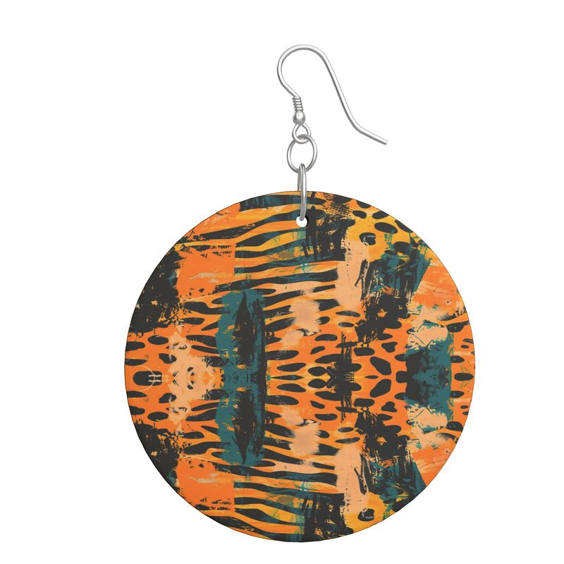 Savanna Graffiti Wooden Earrings Organic Shapes