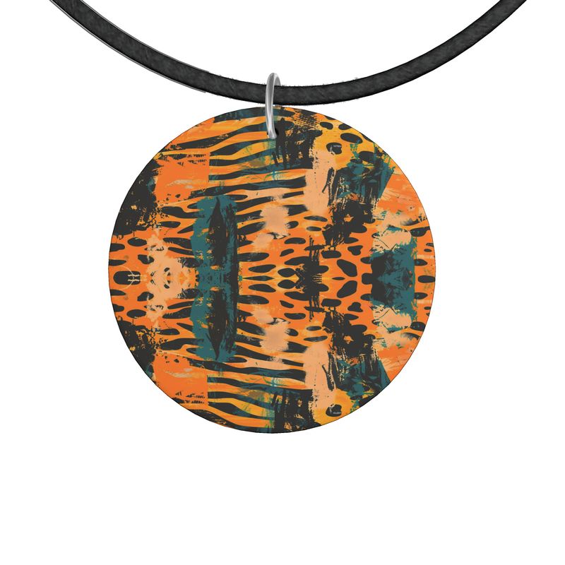 Savanna Graffiti Wooden Pendant Necklace Organic