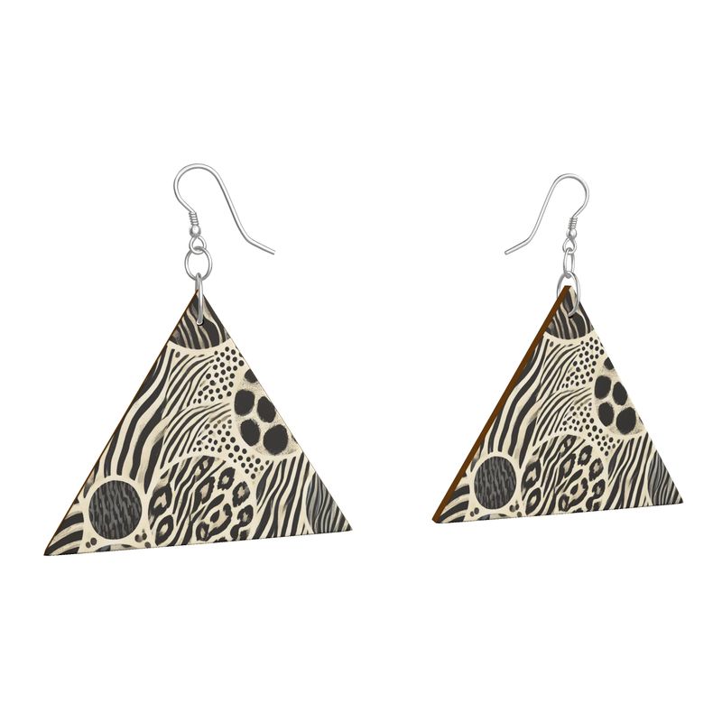 Wooden Earrings Geometric Shapes