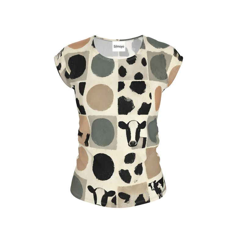 Modern Brushed Cowhide Ladies Loose Fit T-Shirt