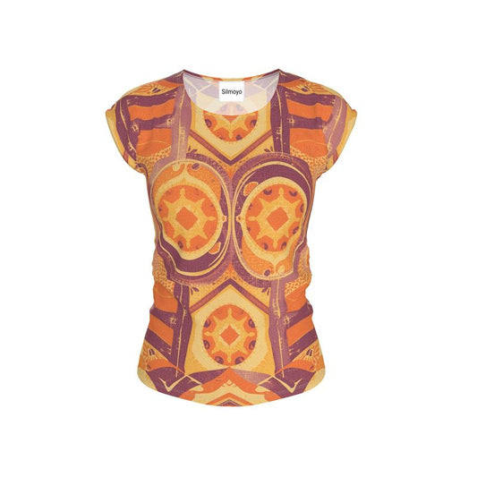 Retro Sunburst Kaleidoscope Pattern Ladies Loose Fit T-Shirt