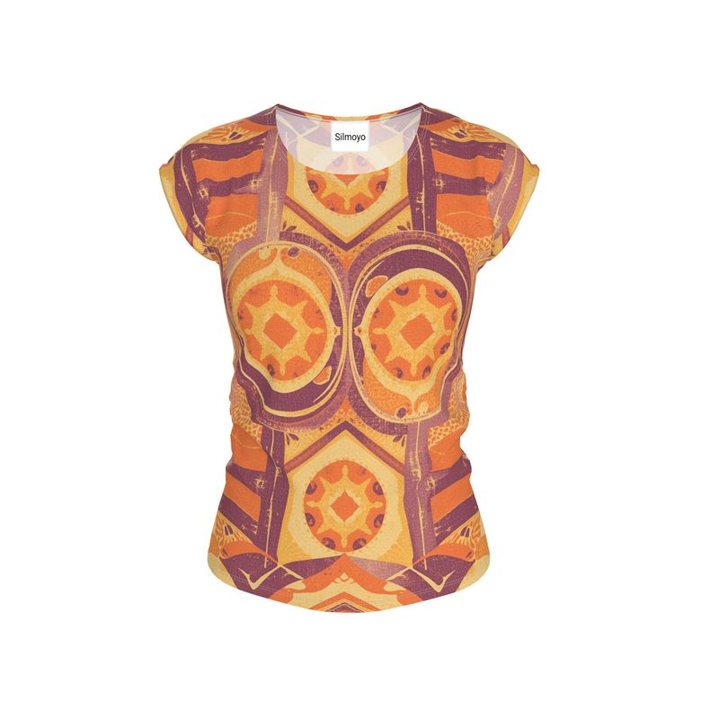 Retro Sunburst Kaleidoscope Pattern Ladies Loose Fit T-Shirt