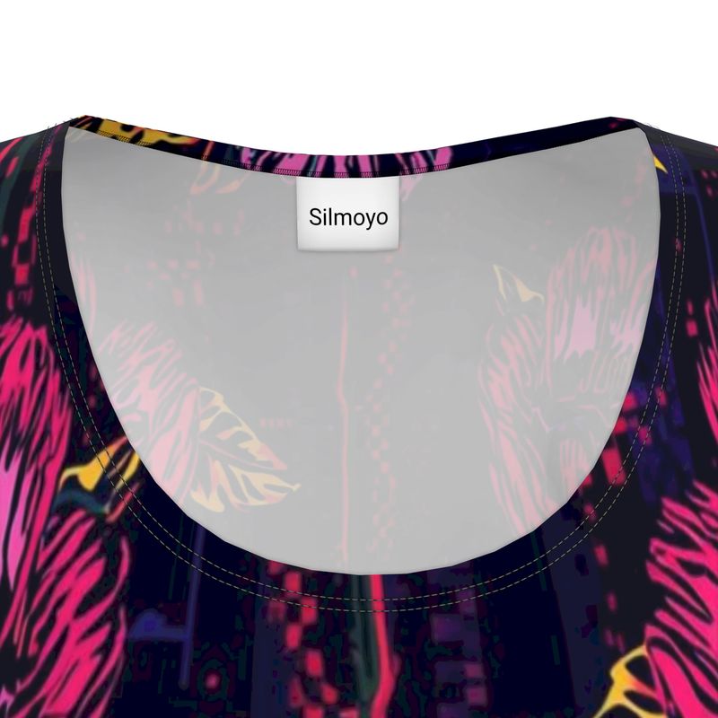 Neon Glitch Bloom Ladies Tunic T-Shirt