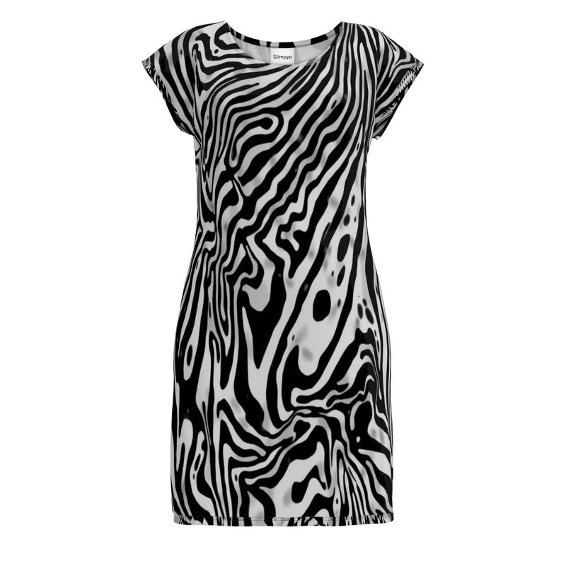 Liquid Zebra Wave Ladies Tunic T-Shirt