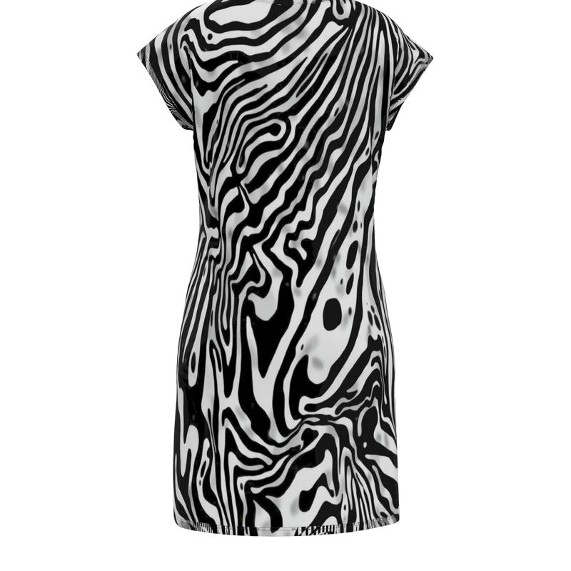 Liquid Zebra Wave Ladies Tunic T-Shirt