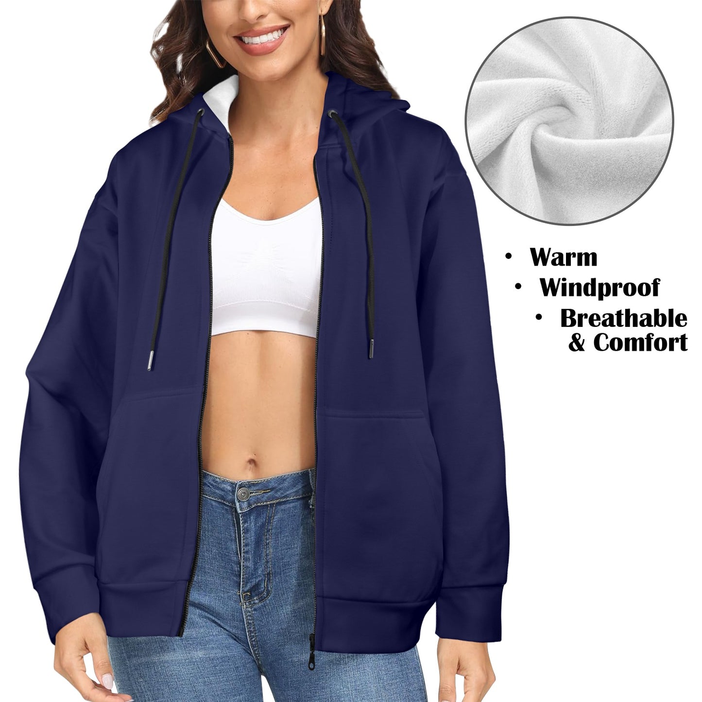 Navy blue Women's Fleece Full-Zip Hoodie