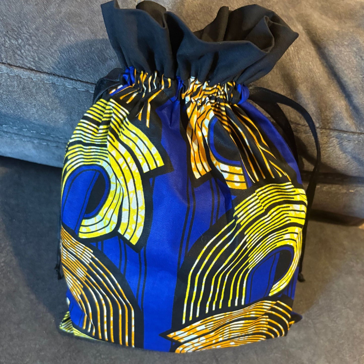 Handmade Aurora Waves Ankara Drawstring Bag