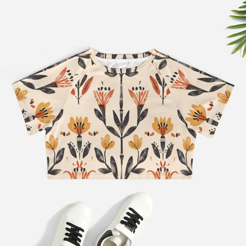 Folk Ember Bloom Short sleeved navel exposed T-shirt