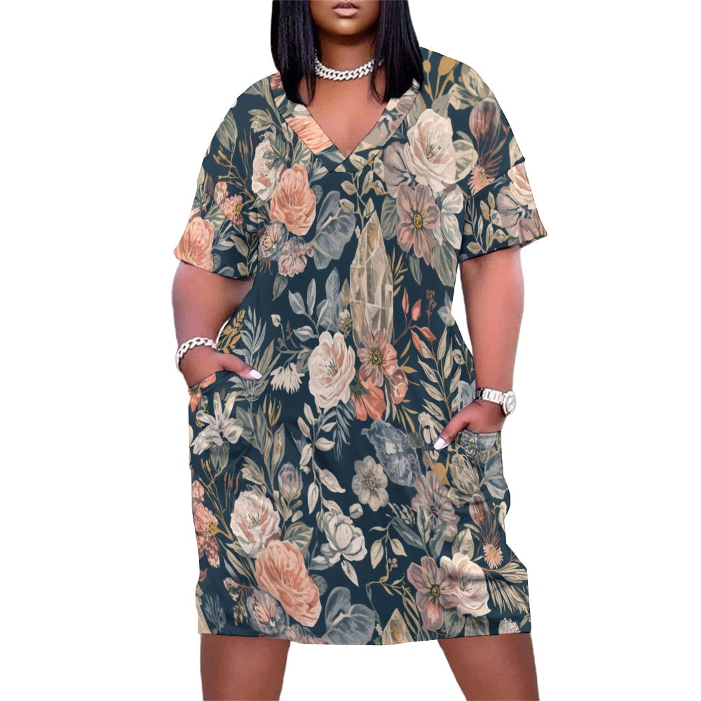 Midnight Crystal Garden Loose pocket dress