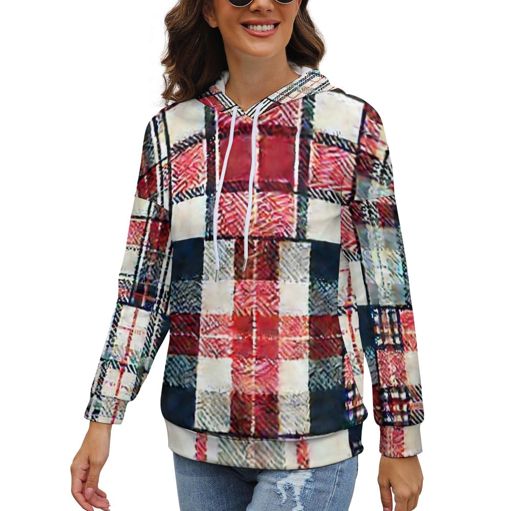 Retro Picnic Grid Dropped Sleeve Hoodie