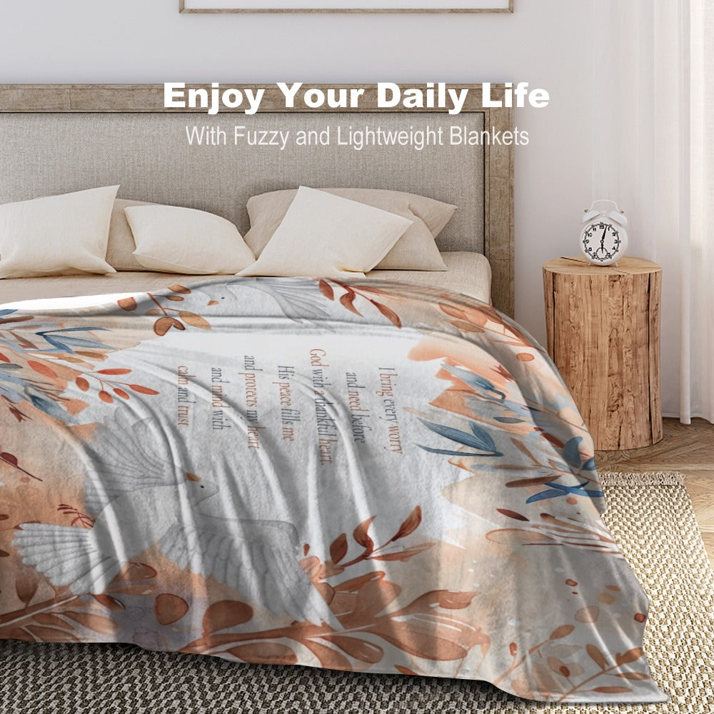 Peace in his presence Super Soft Flannel Blanket Multiple Sizes
