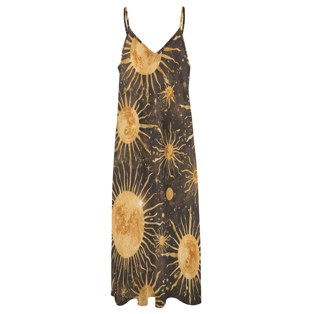 Golden Solar Reverie Sling Ankle Long Dress