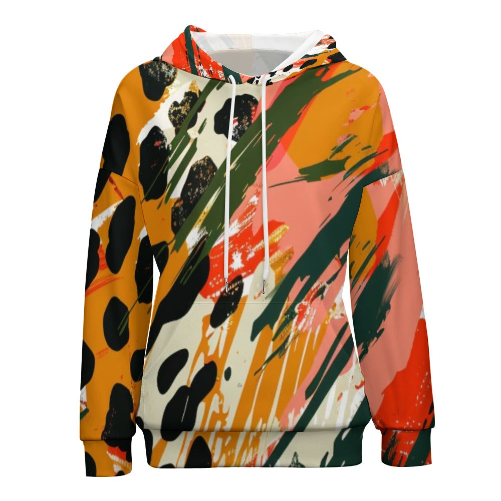 Wild Fusion – Abstract Animal Print Energy Dropped Sleeve Hoodie