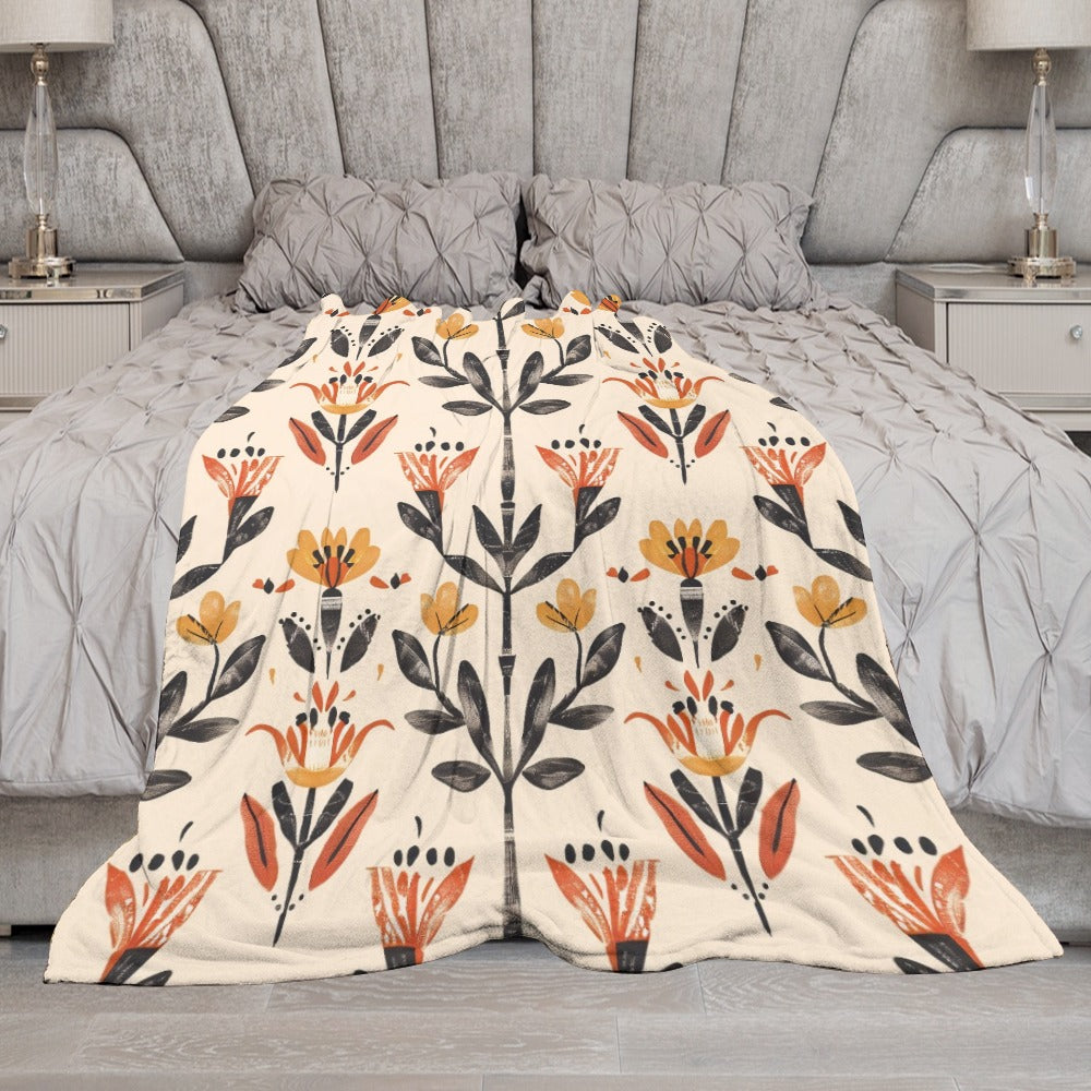 Folk Ember Bloom Ultra-Soft Flannel Blanket Multiple Sizes