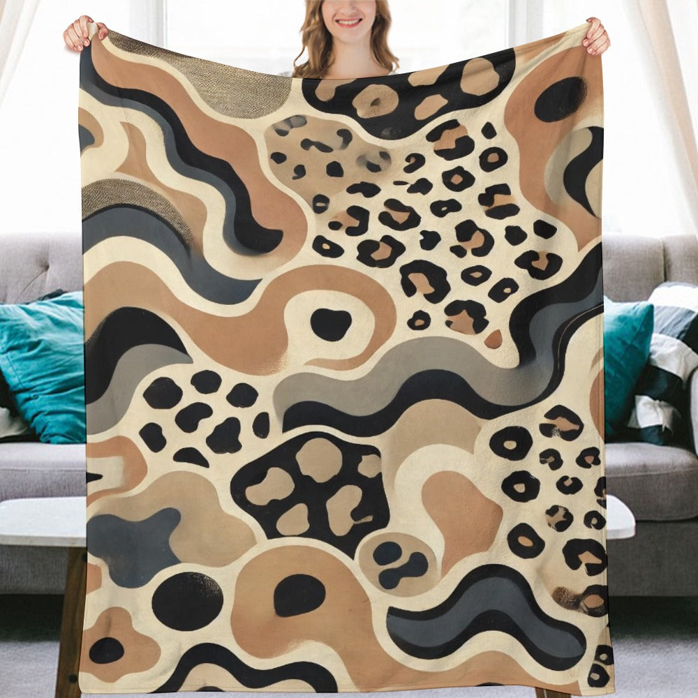 A seamless abstract leopard print pattern Ultra-Soft Flannel Blanket Multiple Sizes
