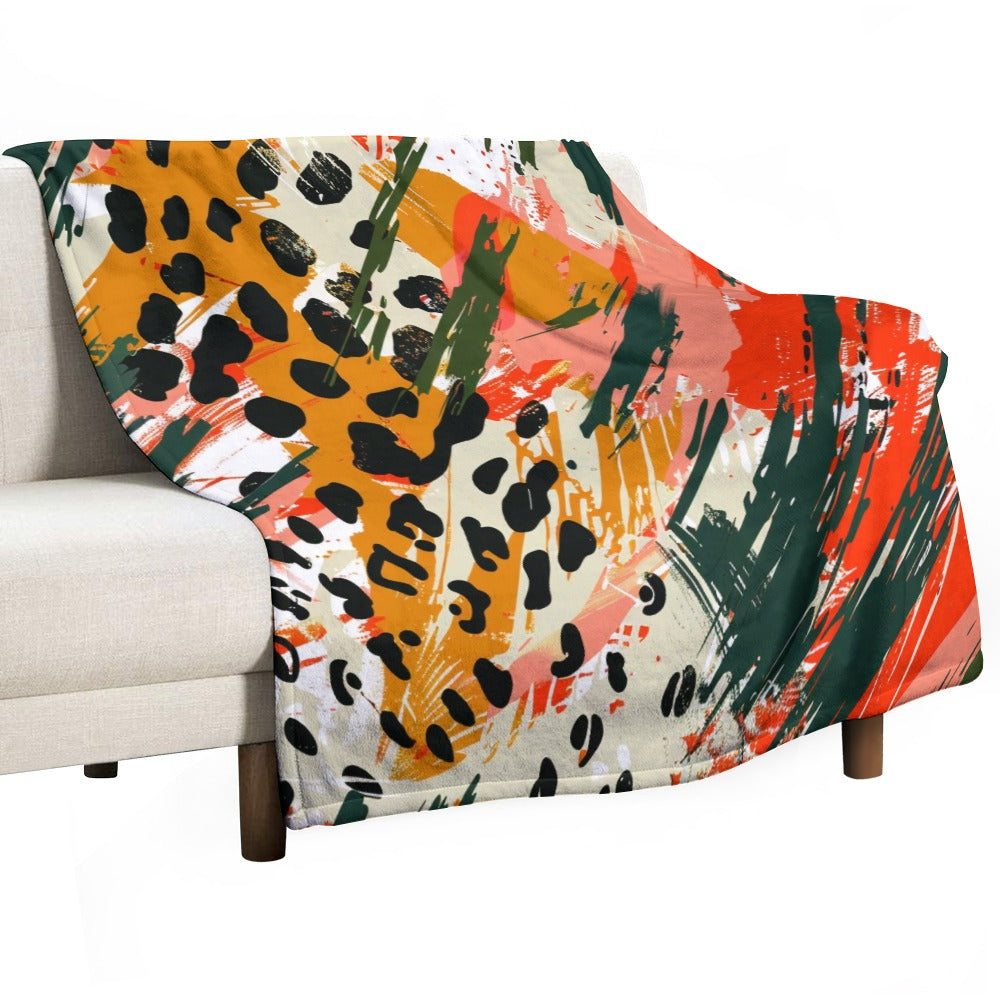 Wild Fusion – Abstract Animal Print Energy Ultra-Soft Flannel Blanket Multiple Sizes